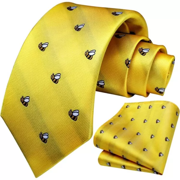 HISDERN Ties for Men Classic Animal Tie and Pocket Square Set Jacquard Woven Silk Neckties Handkerchief Wedding Party
