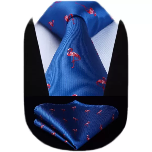 HISDERN Ties for Men Classic Animal Tie and Pocket Square Set Jacquard Woven Silk Neckties Handkerchief Wedding Party