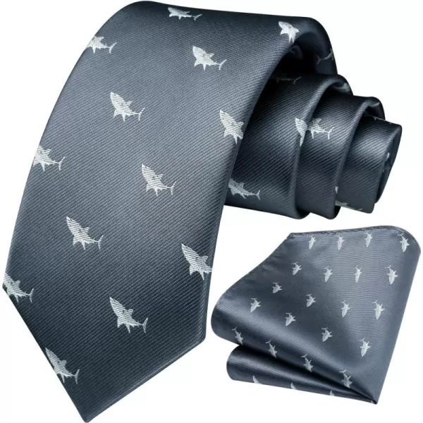 HISDERN Ties for Men Classic Animal Tie and Pocket Square Set Jacquard Woven Silk Neckties Handkerchief Wedding Party