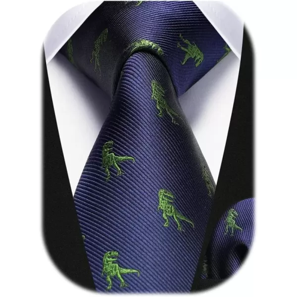 HISDERN Ties for Men Classic Animal Tie and Pocket Square Set Jacquard Woven Silk Neckties Handkerchief Wedding Party