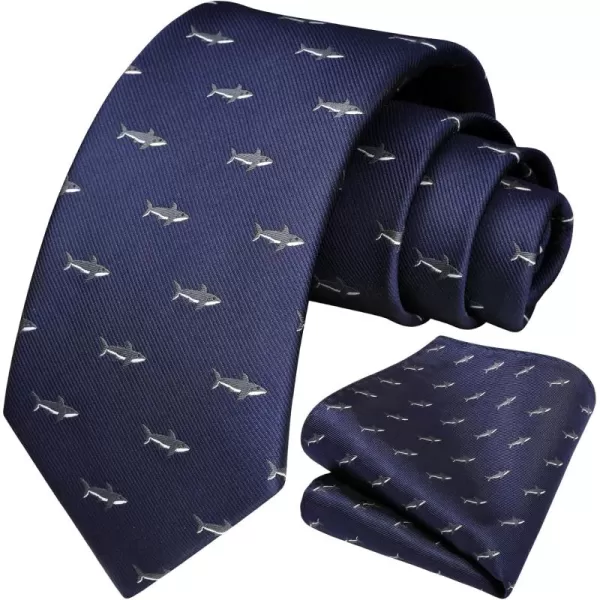HISDERN Ties for Men Classic Animal Tie and Pocket Square Set Jacquard Woven Silk Neckties Handkerchief Wedding Party
