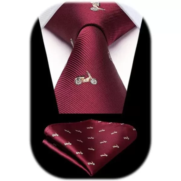 HISDERN Ties for Men Classic Animal Tie and Pocket Square Set Jacquard Woven Silk Neckties Handkerchief Wedding Party
