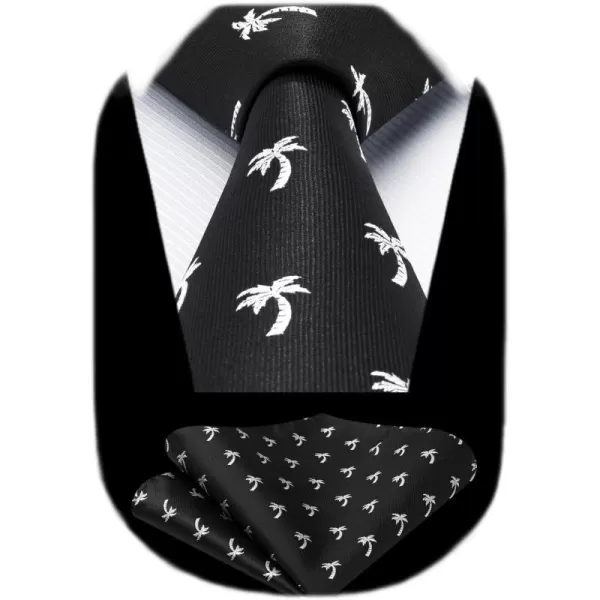 HISDERN Ties for Men Classic Animal Tie and Pocket Square Set Jacquard Woven Silk Neckties Handkerchief Wedding Party