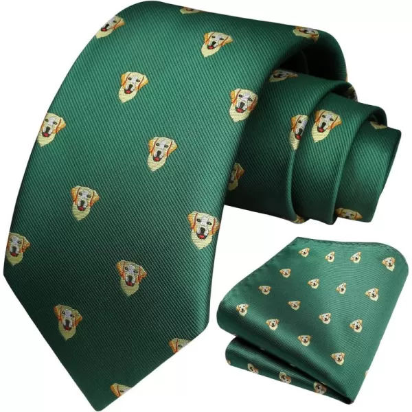 HISDERN Ties for Men Classic Animal Tie and Pocket Square Set Jacquard Woven Silk Neckties Handkerchief Wedding Party