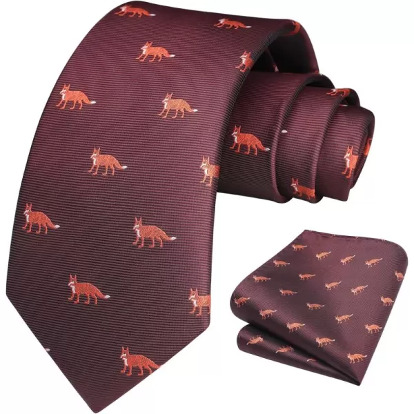 HISDERN Ties for Men Classic Animal Tie and Pocket Square Set Jacquard Woven Silk Neckties Handkerchief Wedding Party