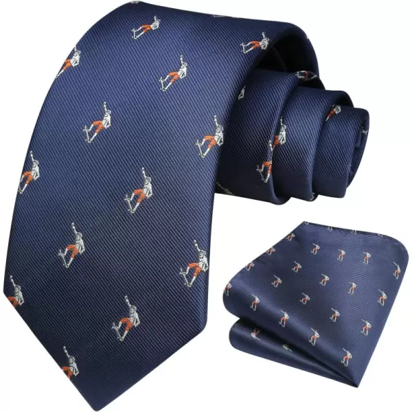 HISDERN Ties for Men Classic Animal Tie and Pocket Square Set Jacquard Woven Silk Neckties Handkerchief Wedding Party