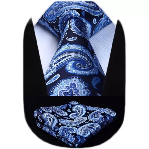 HISDERN Ties for Men Paisley Floral Tie Handkerchief Classic Woven Business Formal Necktie and Pocket Square Set Wedding