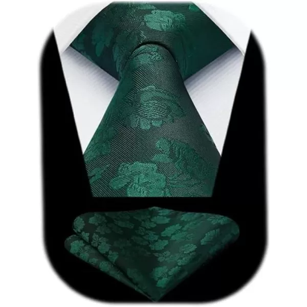 HISDERN Ties for Men Paisley Floral Tie Handkerchief Classic Woven Business Formal Necktie and Pocket Square Set Wedding