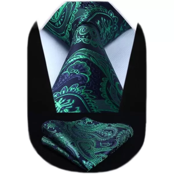 HISDERN Ties for Men Paisley Floral Tie Handkerchief Classic Woven Business Formal Necktie and Pocket Square Set Wedding
