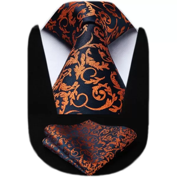 HISDERN Ties for Men Paisley Floral Tie Handkerchief Classic Woven Business Formal Necktie and Pocket Square Set Wedding