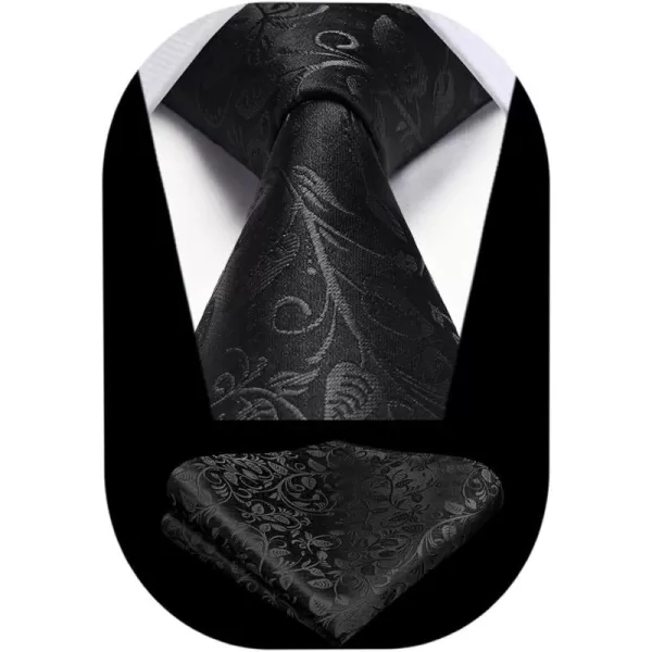 HISDERN Ties for Men Paisley Floral Tie Handkerchief Classic Woven Business Formal Necktie and Pocket Square Set Wedding