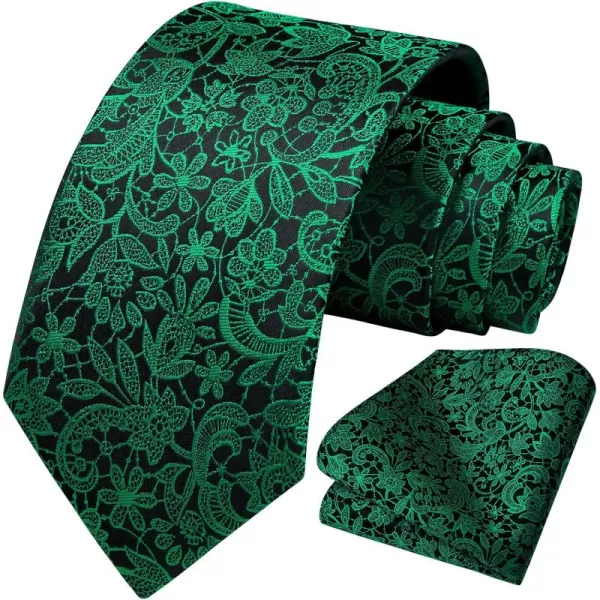 HISDERN Ties for Men Paisley Floral Tie Handkerchief Classic Woven Business Formal Necktie and Pocket Square Set Wedding
