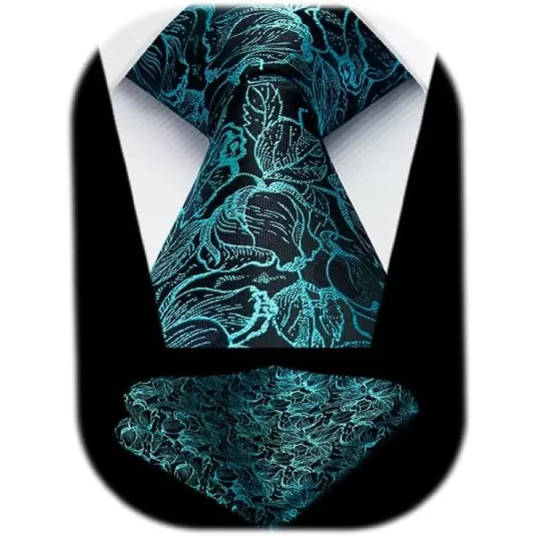 HISDERN Ties for Men Paisley Floral Tie Handkerchief Classic Woven Business Formal Necktie and Pocket Square Set Wedding