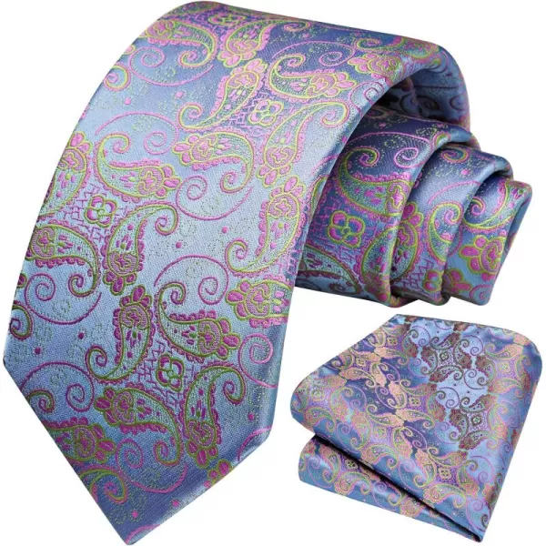 HISDERN Ties for Men Paisley Tie and Pocket Square Woven Classic Floral Mens Ties Handkerchief Set Wedding Party Necktie