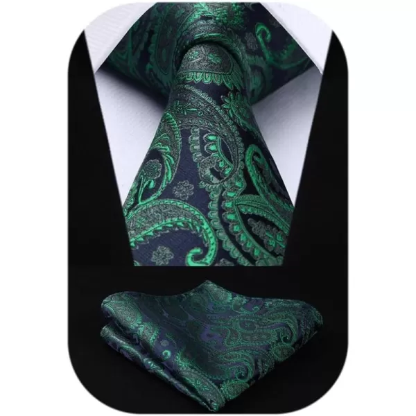 HISDERN Ties for Men Paisley Tie and Pocket Square Woven Classic Floral Mens Ties Handkerchief Set Wedding Party Necktie