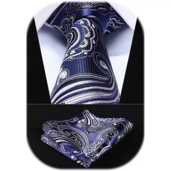HISDERN Ties for Men Paisley Tie and Pocket Square Woven Classic Floral Mens Ties Handkerchief Set Wedding Party Necktie