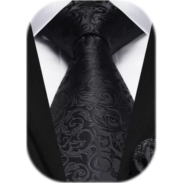 HISDERN Ties for Men Paisley Tie and Pocket Square Woven Classic Floral Mens Ties Handkerchief Set Wedding Party Necktie