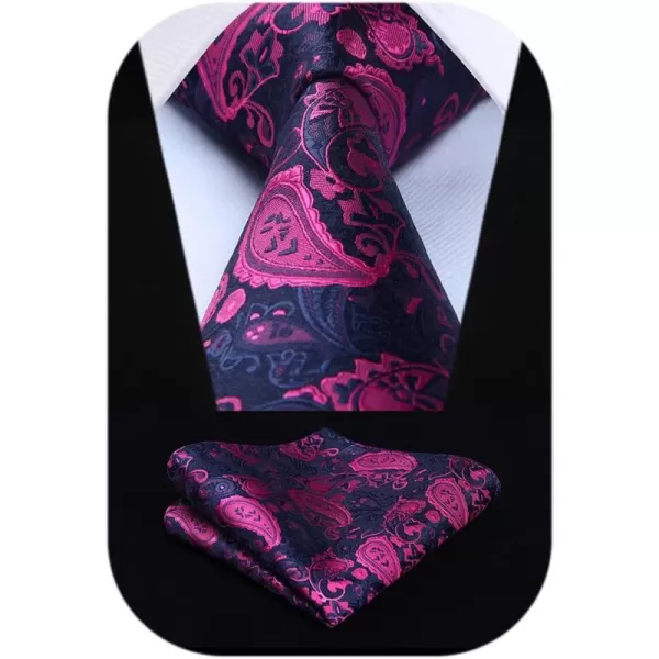 HISDERN Ties for Men Paisley Tie and Pocket Square Woven Classic Floral Mens Ties Handkerchief Set Wedding Party Necktie