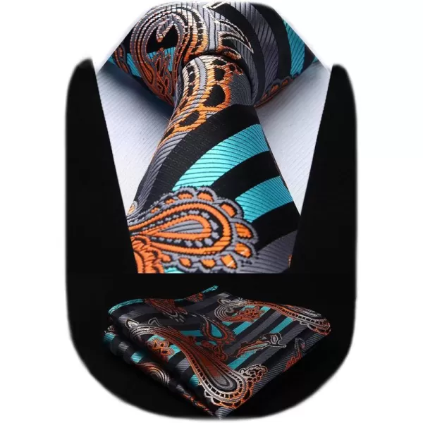 HISDERN Ties for Men Paisley Tie and Pocket Square Woven Classic Floral Mens Ties Handkerchief Set Wedding Party Necktie