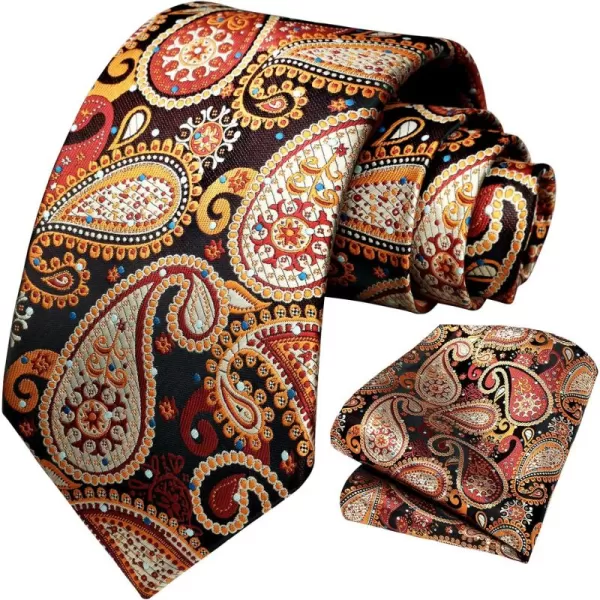 HISDERN Ties for Men Paisley Tie and Pocket Square Woven Classic Floral Mens Ties Handkerchief Set Wedding Party Necktie