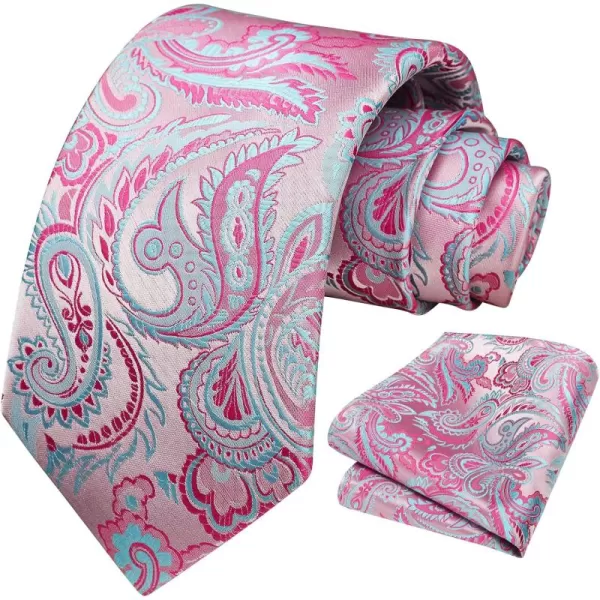 HISDERN Ties for Men Paisley Tie and Pocket Square Woven Classic Floral Mens Ties Handkerchief Set Wedding Party Necktie
