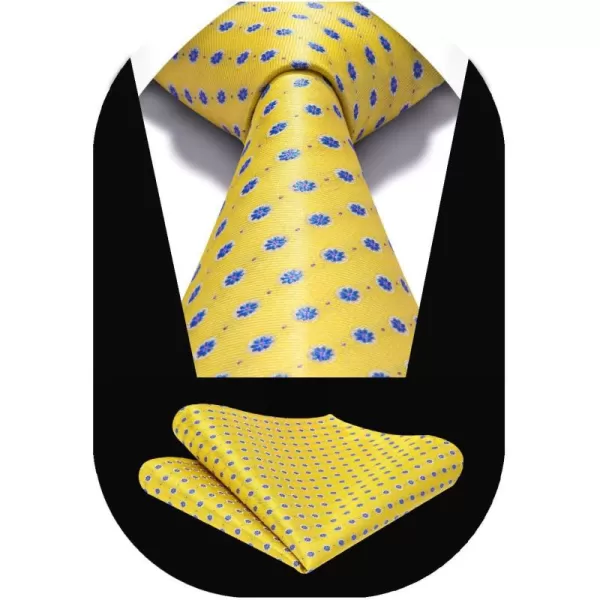 HISDERN Ties for Men Paisley Tie and Pocket Square Woven Classic Floral Mens Ties Handkerchief Set Wedding Party Necktie