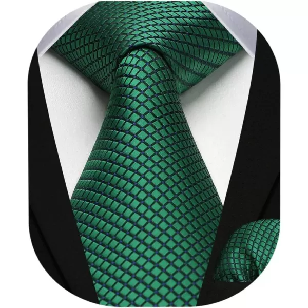 HISDERN Ties for Men Plaid Checkered Tie with Pocket Square Woven Business Formal Necktie Handkerchief Set Wedding Party