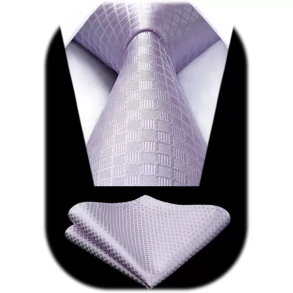 HISDERN Ties for Men Plaid Checkered Tie with Pocket Square Woven Business Formal Necktie Handkerchief Set Wedding Party