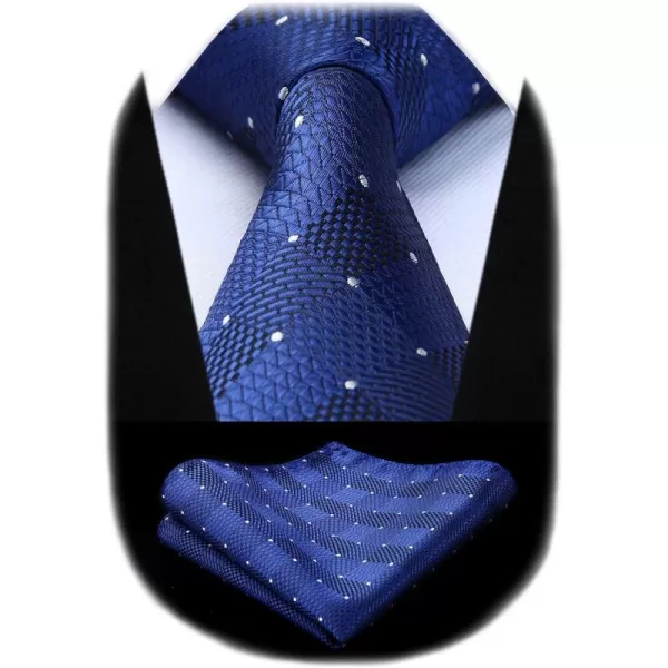 HISDERN Ties for Men Plaid Checkered Tie with Pocket Square Woven Business Formal Necktie Handkerchief Set Wedding Party
