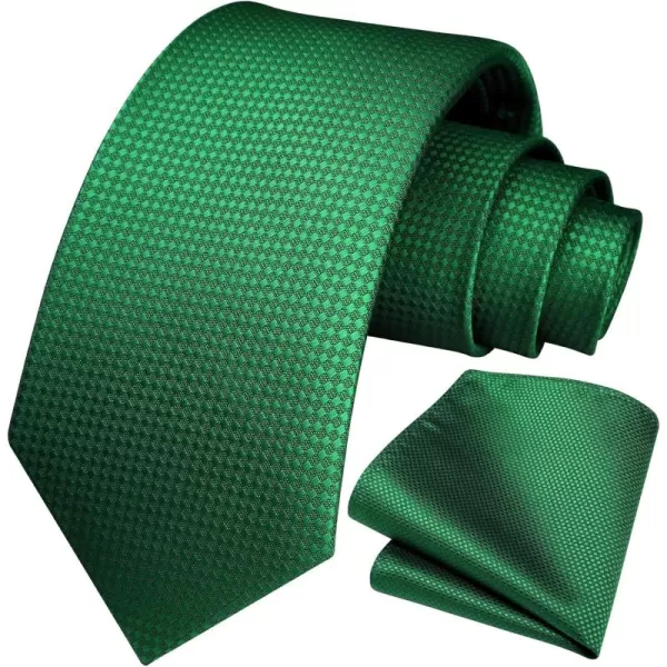 HISDERN Ties for Men Plaid Checkered Tie with Pocket Square Woven Business Formal Necktie Handkerchief Set Wedding Party