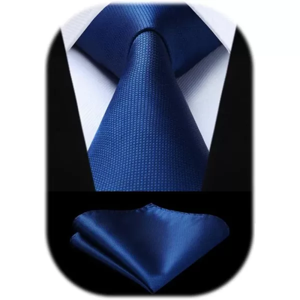 HISDERN Ties for Men Plaid Checkered Tie with Pocket Square Woven Business Formal Necktie Handkerchief Set Wedding Party
