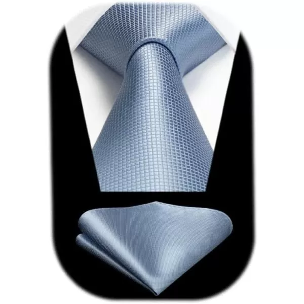 HISDERN Ties for Men Plaid Checkered Tie with Pocket Square Woven Business Formal Necktie Handkerchief Set Wedding Party