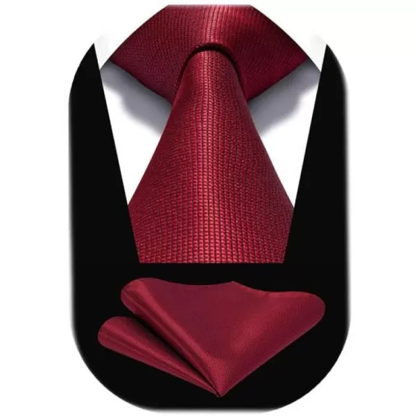 HISDERN Ties for Men Plaid Checkered Tie with Pocket Square Woven Business Formal Necktie Handkerchief Set Wedding Party