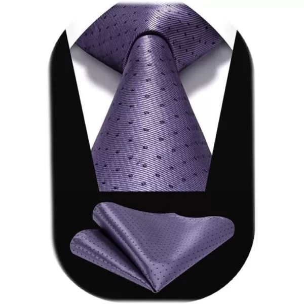 HISDERN Ties for Men Plaid Checkered Tie with Pocket Square Woven Business Formal Necktie Handkerchief Set Wedding Party