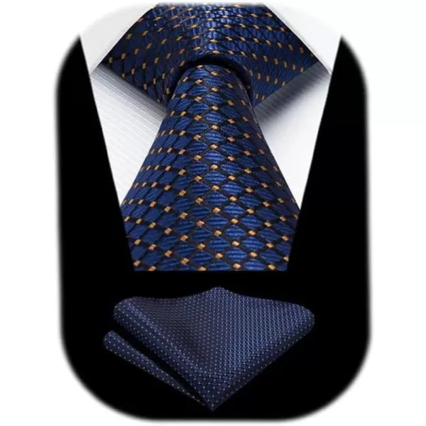 HISDERN Ties for Men Polka Dot Tie Handkerchief Set Classic Woven Silk Business Solid Mens Ties Necktie Wedding Party