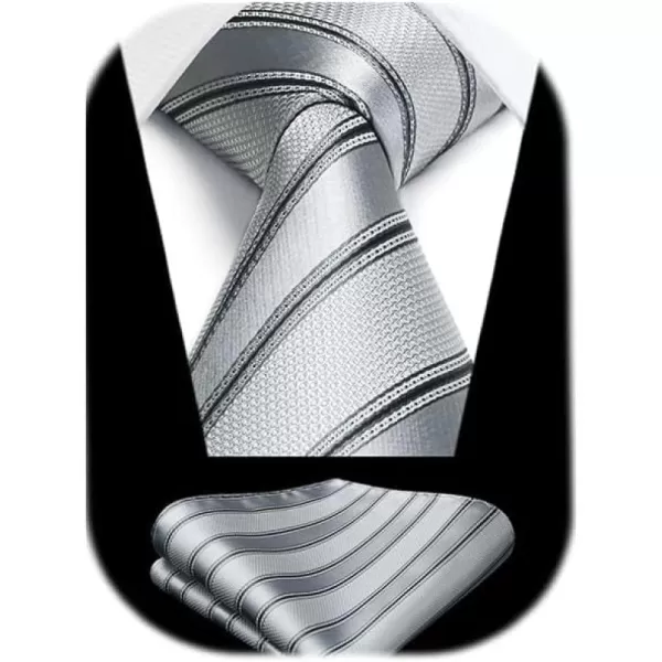 HISDERN Ties for Men Polka Dot Tie Handkerchief Set Classic Woven Silk Business Solid Mens Ties Necktie Wedding Party