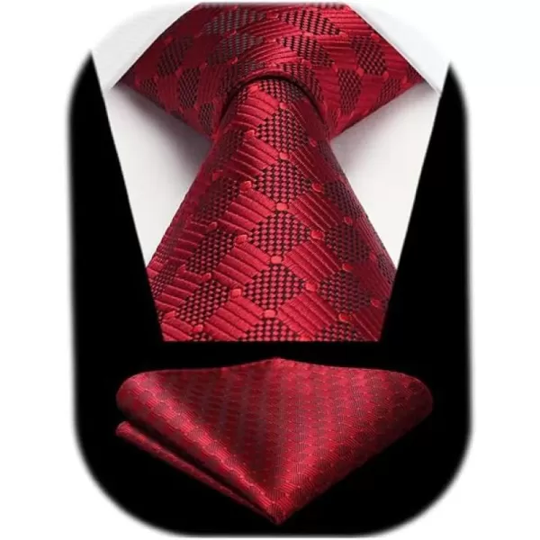 HISDERN Ties for Men Polka Dot Tie Handkerchief Set Classic Woven Silk Business Solid Mens Ties Necktie Wedding Party