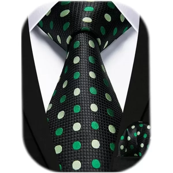 HISDERN Ties for Men Polka Dot Tie Handkerchief Set Classic Woven Silk Business Solid Mens Ties Necktie Wedding Party