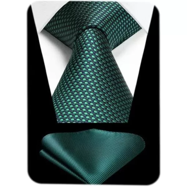 HISDERN Ties for Men Polka Dot Tie Handkerchief Set Classic Woven Silk Business Solid Mens Ties Necktie Wedding Party