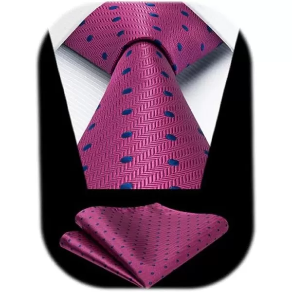 HISDERN Ties for Men Polka Dot Tie Handkerchief Set Classic Woven Silk Business Solid Mens Ties Necktie Wedding Party