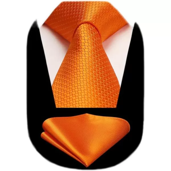 HISDERN Ties for Men Silk Extra Long Tie and Pocket Square Classic Plaid Checkered 63 inches Men's Neckties Business