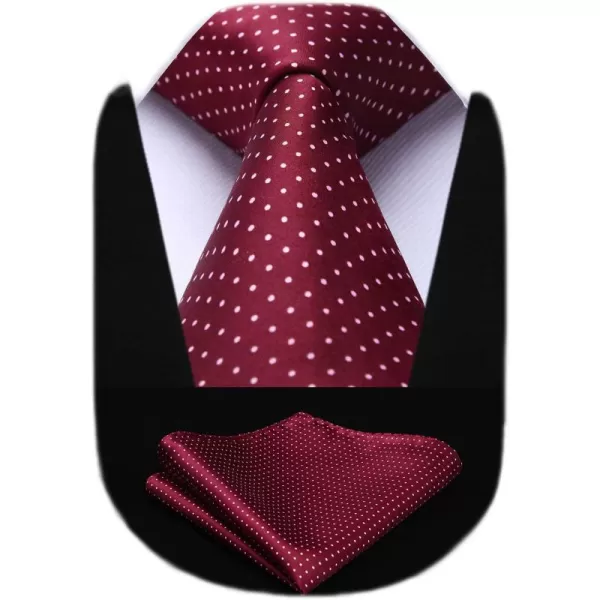 HISDERN Ties for Men Silk Extra Long Tie and Pocket Square Classic Plaid Checkered 63 inches Men's Neckties Business
