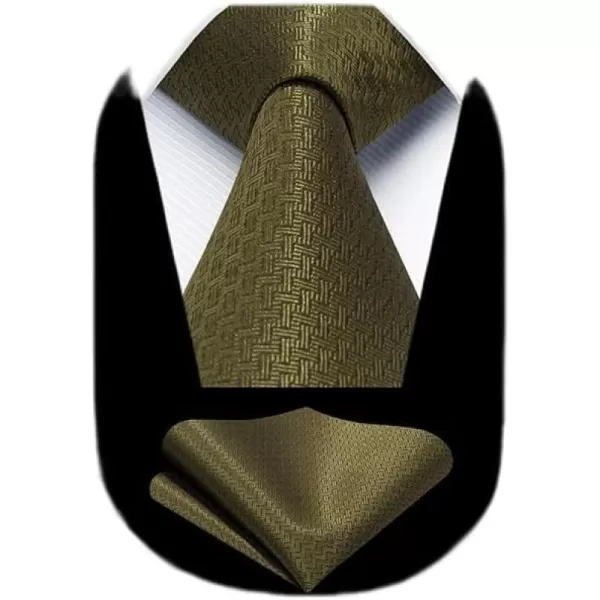 HISDERN Ties for Men Silk Extra Long Tie and Pocket Square Classic Plaid Checkered 63 inches Men's Neckties Business