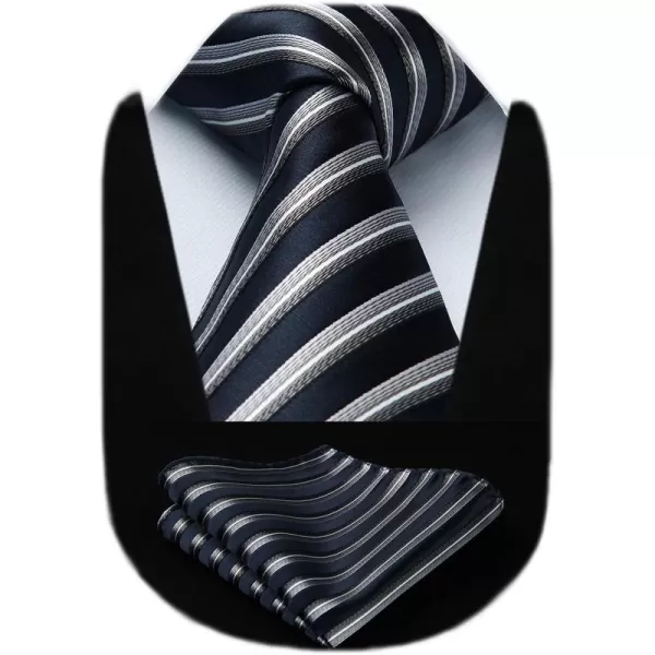 HISDERN Ties for Men Silk Extra Long Tie and Pocket Square Classic Plaid Checkered 63 inches Men's Neckties Business