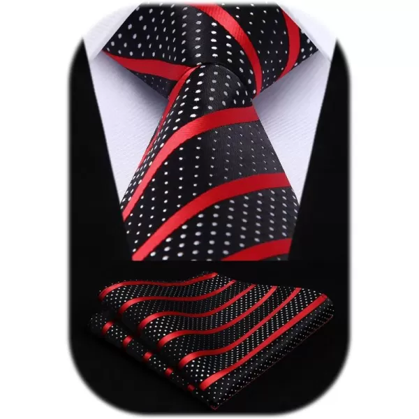 HISDERN Ties for Men Silk Extra Long Tie and Pocket Square Classic Plaid Checkered 63 inches Men's Neckties Business