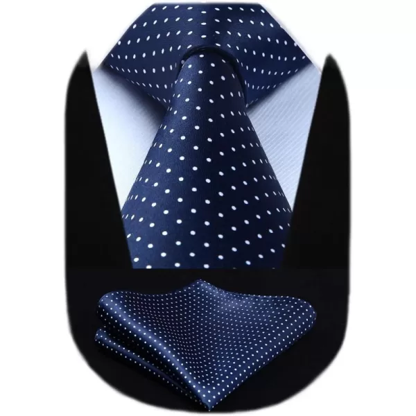 HISDERN Ties for Men Silk Extra Long Tie and Pocket Square Classic Plaid Checkered 63 inches Men's Neckties Business