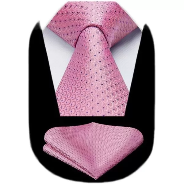 HISDERN Ties for Men Silk Extra Long Tie and Pocket Square Classic Plaid Checkered 63 inches Men's Neckties Business