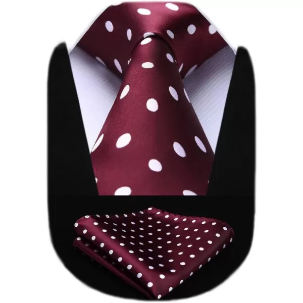 HISDERN Ties for Men Silk Extra Long Tie and Pocket Square Classic Plaid Checkered 63 inches Men's Neckties Business