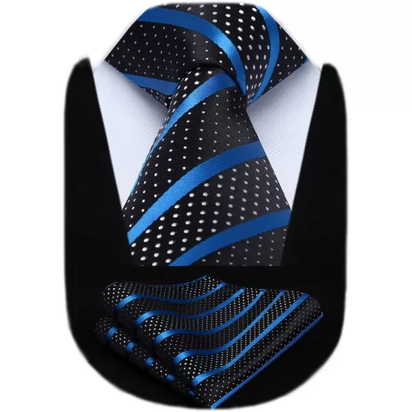 HISDERN Ties for Men Silk Extra Long Tie and Pocket Square Classic Plaid Checkered 63 inches Men's Neckties Business