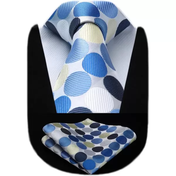 HISDERN Ties for Men Silk Extra Long Tie and Pocket Square Classic Plaid Checkered 63 inches Men's Neckties Business